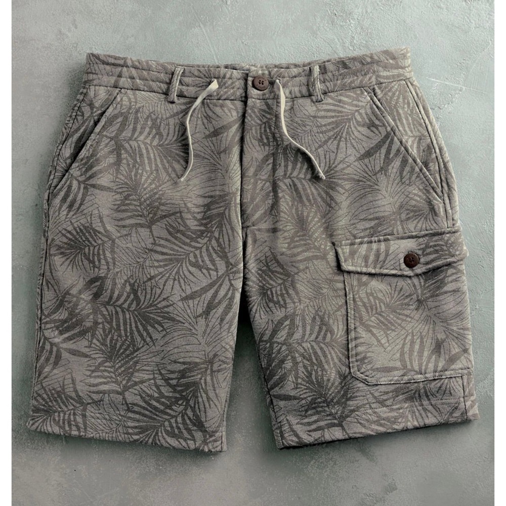 Johnnie-O Tiki Palm Lounger Drawstring 8" Fleece Shorts Gray Size XXL NWT